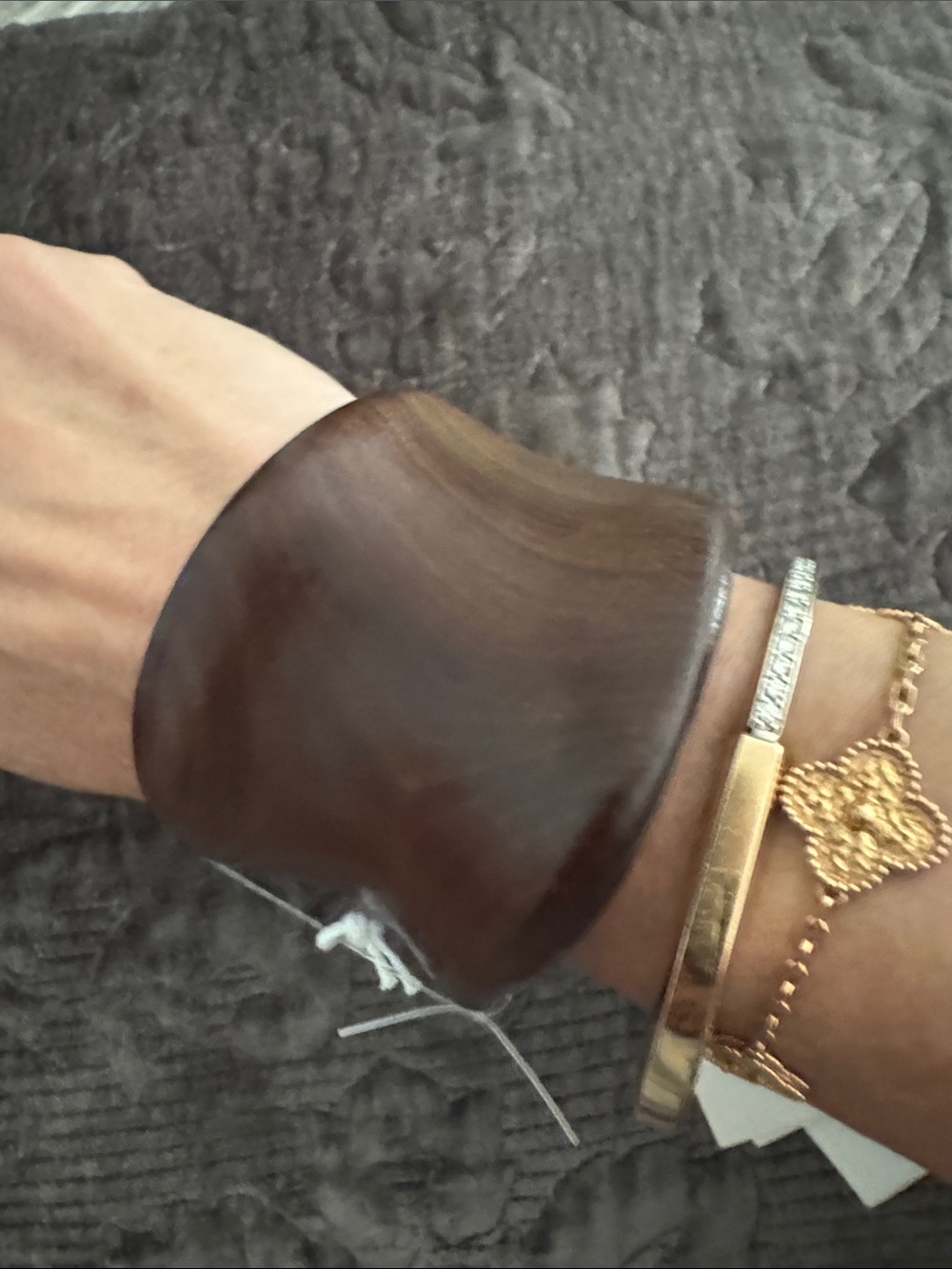 COS Dark Brown wood braclet Cuffs - Picture 3 of 8